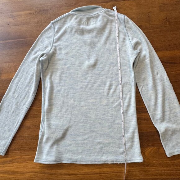 SMARTWOOL Classic Thermal Merino Base Layer Top Girl 13-14 XL Blue 1/4 Zip Shirt - Picture 10 of 12